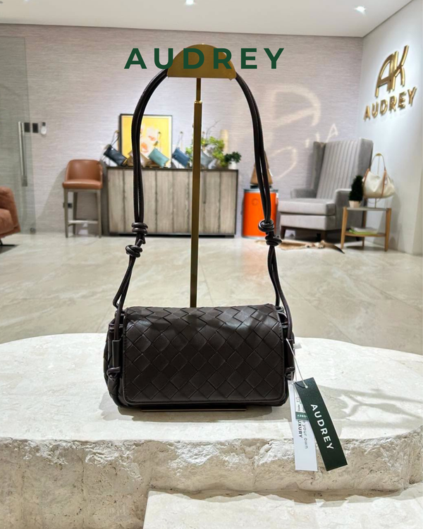 E13 AUDREY Lambskin Sling Bag in Dark Brown