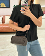 E13 AUDREY Lambskin Sling Bag in Dark Brown