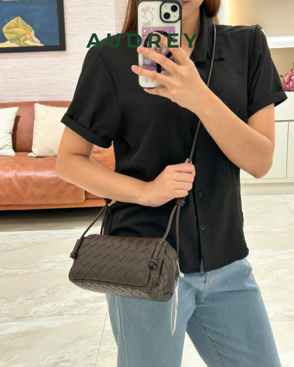 E13 AUDREY Lambskin Sling Bag in Dark Brown