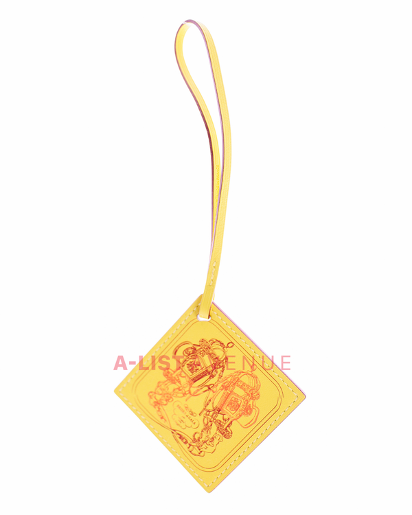 Hermes Carre Nano Bag Charm in Lime Veau Swift leather