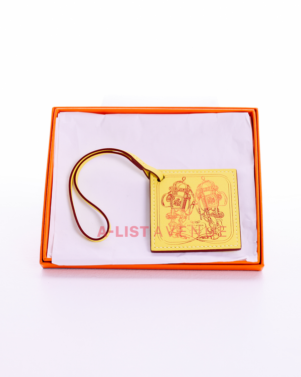 Hermes Carre Nano Bag Charm in Lime Veau Swift leather