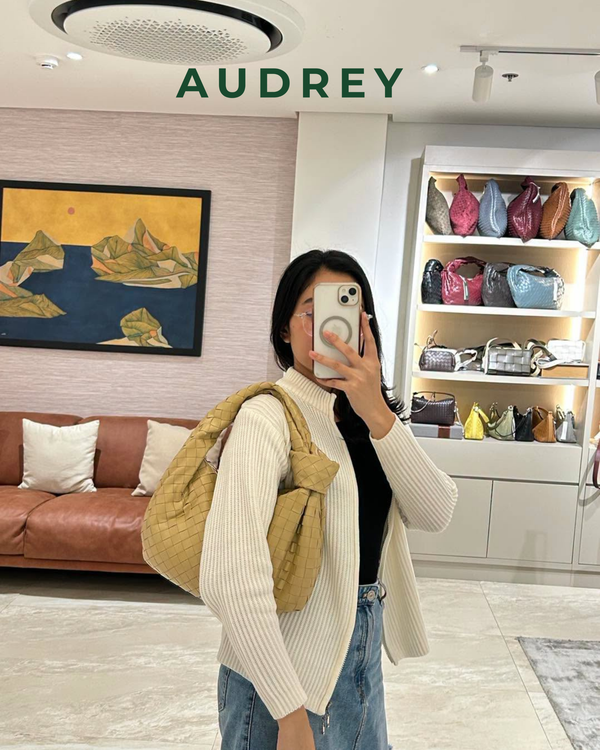 V18 AUDREY Lambskin Hobo Bag with Knot in Beige