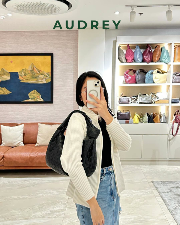 V18 AUDREY Lambskin Hobo Bag with Knot in Black