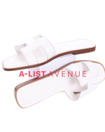 Hermes Oran Leather Sandals White