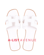 Hermes Oran Leather Sandals White