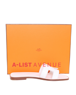 Hermes Oran Leather Sandals White