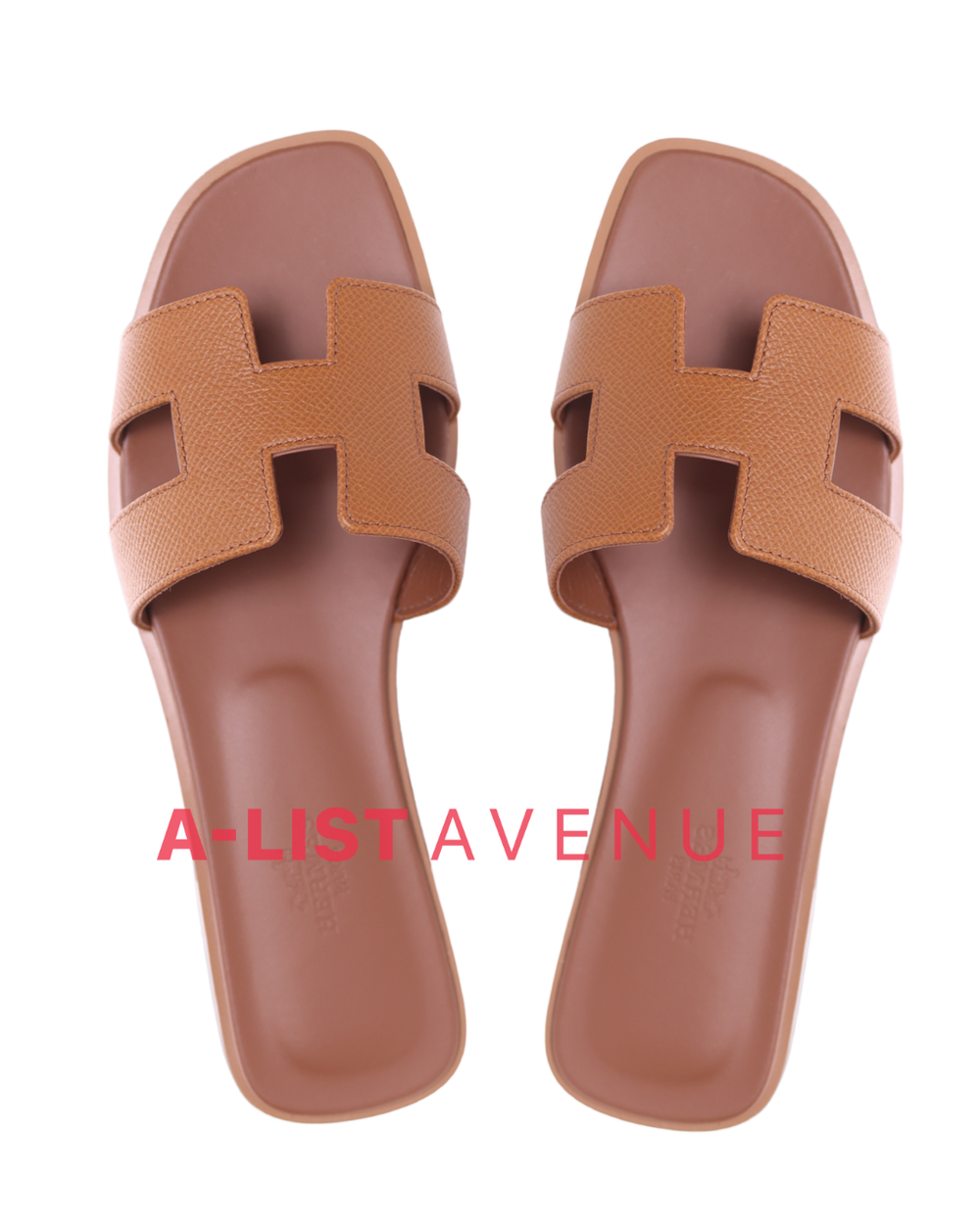 Hermes Oran Leather Sandals Gold