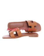 Hermes Oran Leather Sandals Gold