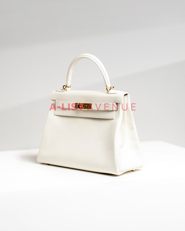 HERMES KELLY 28 GHW WHITE