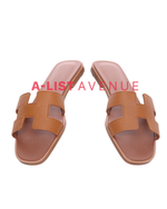 Hermes Oran Leather Sandals Gold