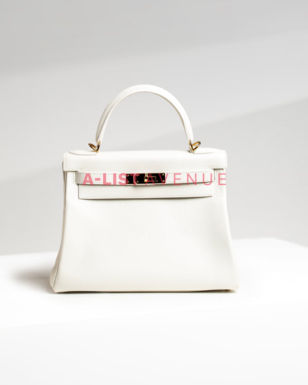 HERMES KELLY 28 GHW WHITE