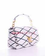 LV GO-14 MM Malletage Leather Shoulder Bag White