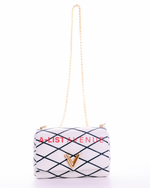LV GO-14 MM Malletage Leather Shoulder Bag White