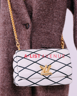 LV GO-14 MM Malletage Leather Shoulder Bag White