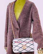 LV GO-14 MM Malletage Leather Shoulder Bag White