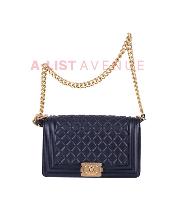 Chanel Black Quilted Lambskin Medium boy Bag
