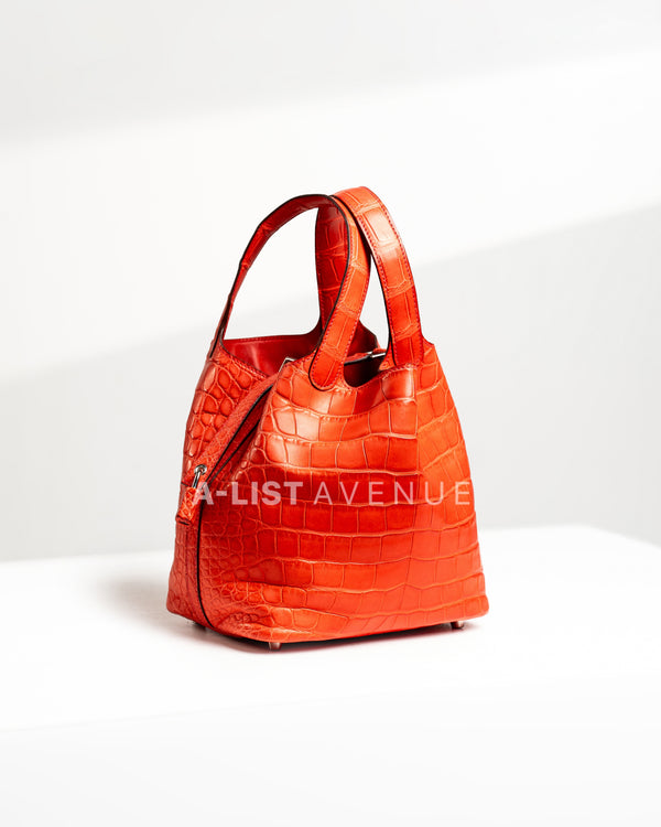 Hermes Picotin Lock 18 Orange Alligator PHW