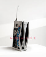 LV White Calfskin Newspaper Print Zippered Pouch (Collectors Item)