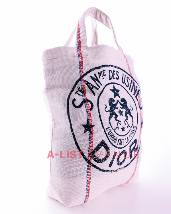 Dior Canvas Print Cruise Tote Ivory Black