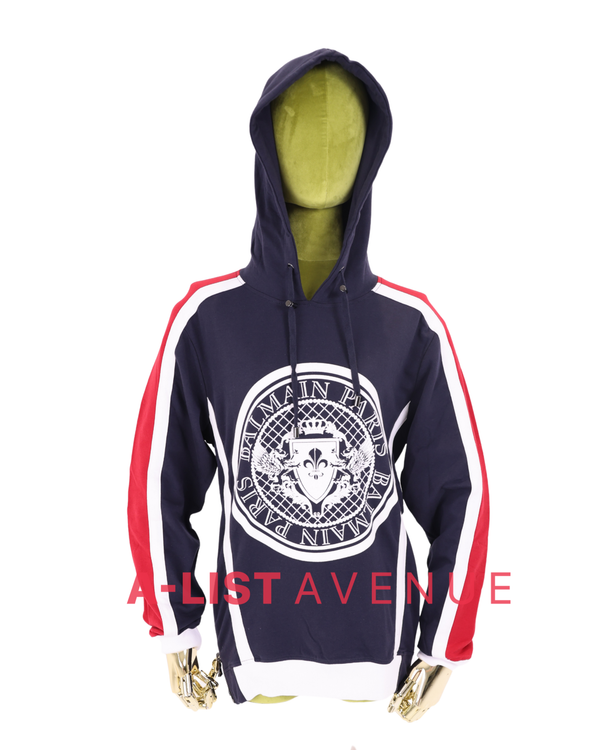 Balmain #8395 Hoodie Navy and Red