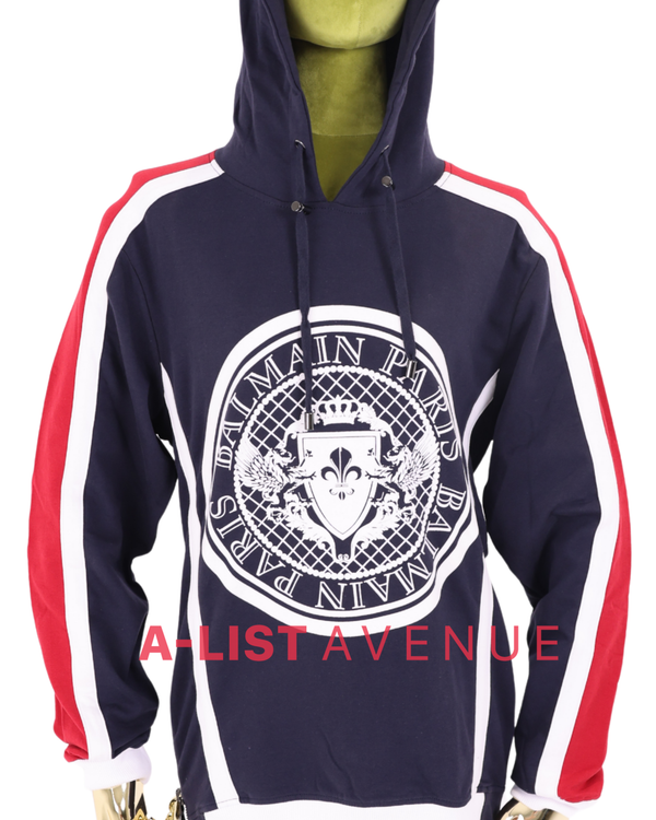 Balmain #8395 Hoodie Navy and Red
