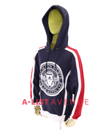 Balmain #8395 Hoodie Navy and Red