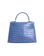 Hemes Limited Edition Hanada Porosus Crocodile Aizome Kelly 28 Sellier Bag