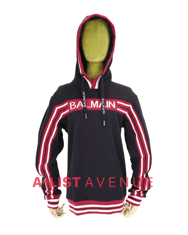 Balmain #8494 Hoodie Black and Red