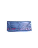 Hemes Limited Edition Hanada Porosus Crocodile Aizome Kelly 28 Sellier Bag