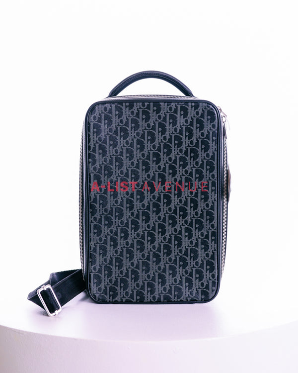 Christian Dior Oblique Galaxy World Tour Shoe Case in black leather