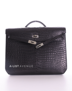 Hermes Kelly Depeches 36 Briefcase in Black Matte Porosus Crocodile PHW