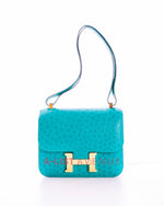 Hermes Constance 24 Bleu Vert Véronèse Ostrich Leather GHW