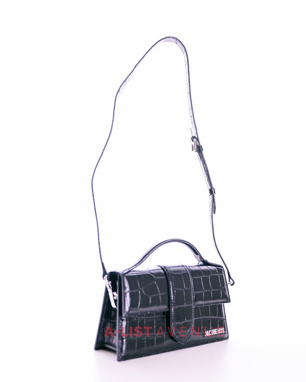 Jacquemus Black Le Grand Bambino Crocodille Leather PHW