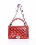 Chanel Boy Top Handle Bag In Bordeaux Red Wine