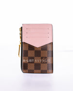 LV Damier Ebene Recto Verso Card Holder in Rose Ballerine