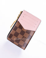 LV Damier Ebene Recto Verso Card Holder in Rose Ballerine