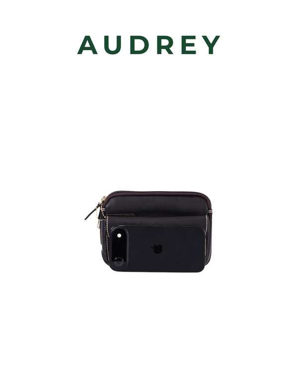A10 AUDREY Premium Leather Belt Bag Dark Brown