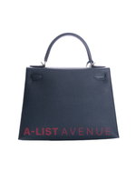 Hermes Kellygraphie 28 Sellier H Lettre Vert Cypres Epsom Blue Obscur