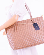 Flora & Co Paris Woven Tote Bag In Beige Taupe