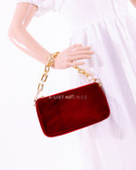 Gucci Velvet Maroon Shoulder Bag