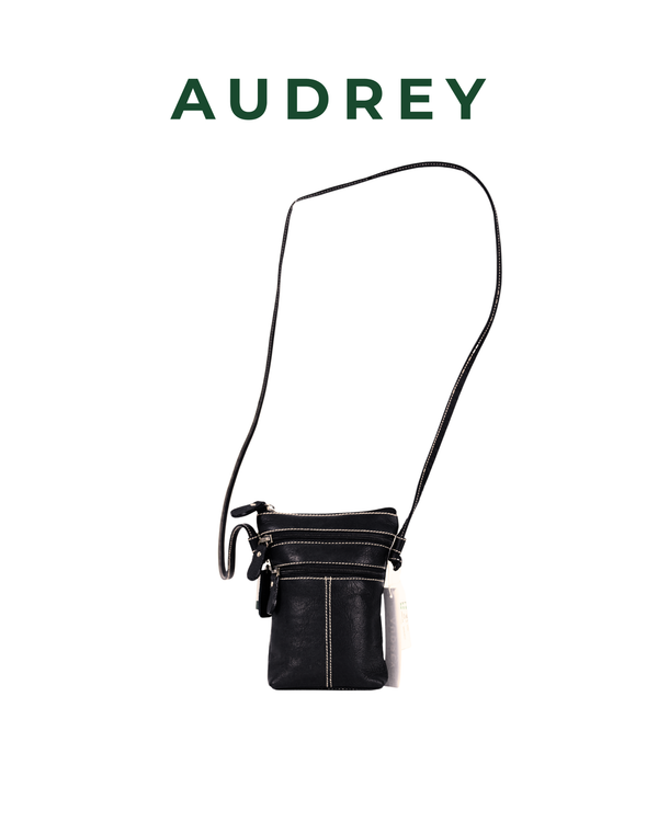 AUDREY Premium Leather Mini Sling Bag Black
