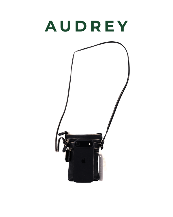 AUDREY Premium Leather Mini Sling Bag Black