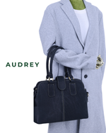 A8 AUDREY Premium Leather Top Handle Bag Black