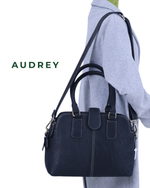 A8 AUDREY Premium Leather Top Handle Bag Black