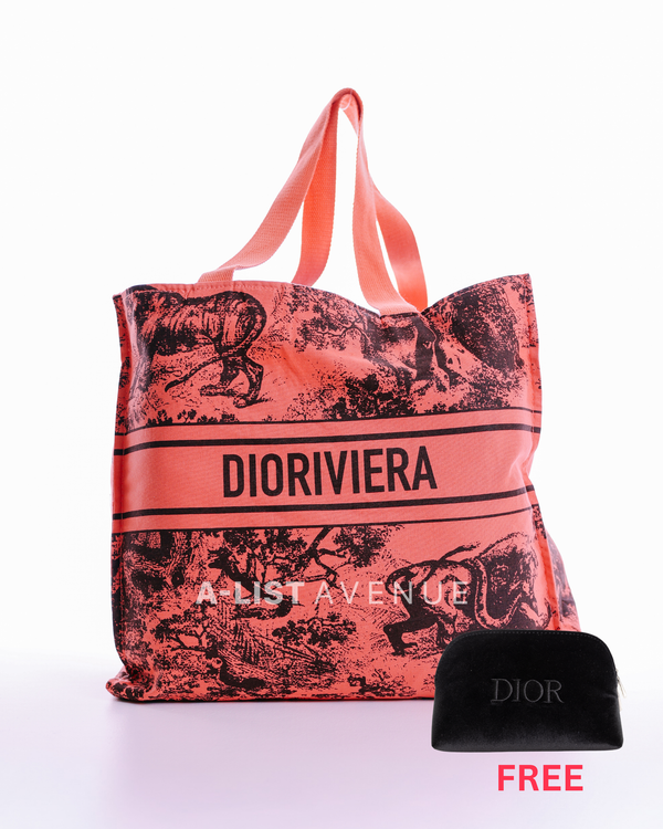 Dior Tote Bag in Salmon Pink  With Pouch