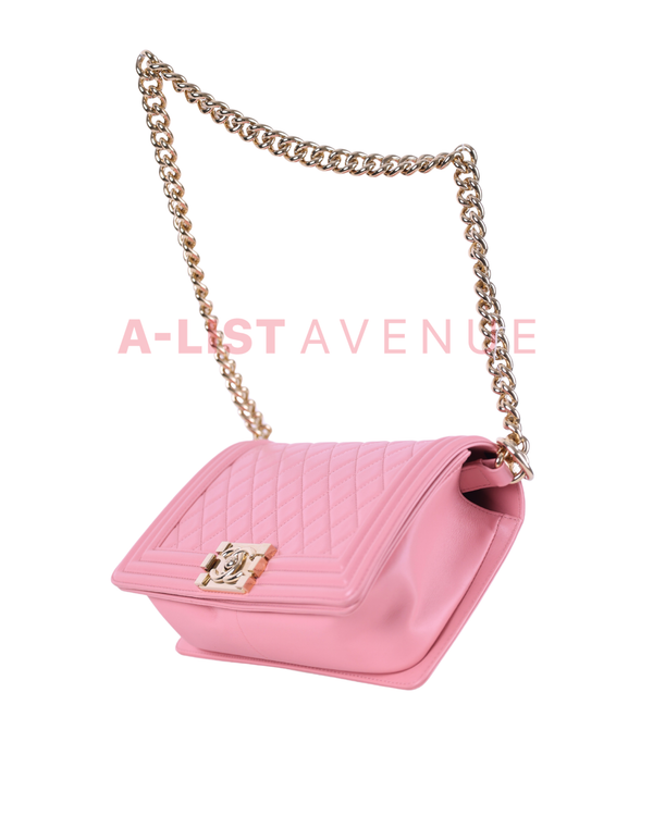 Chanel Pink Quilted Lambskin Medium boy Bag