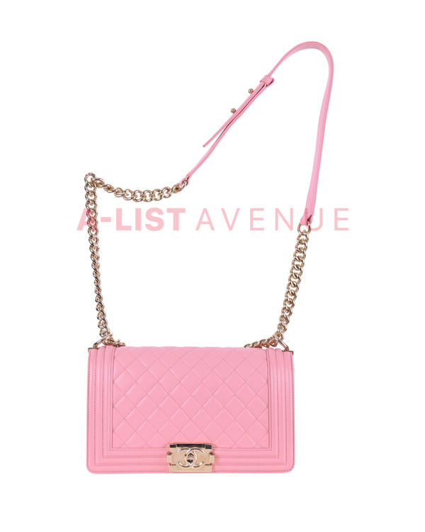 Chanel Pink Quilted Lambskin Medium boy Bag