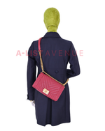 Chanel Le Boy Old Medium in Red Chevron Caviar Leather & Aged Gold Hardware Series 26