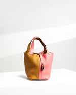 Hermes Picotin Lock 18 Two-tone Casaque Style in Sesame and Rose Azalee