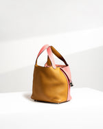 Hermes Picotin Lock 18 Two-tone Casaque Style in Sesame and Rose Azalee